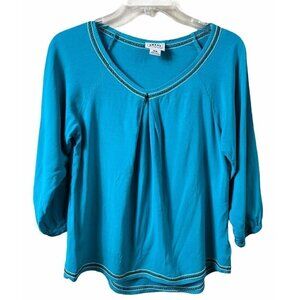Ariat Women's Shirt Western Tunic Peasant Top Embroidery Size M V Neck Rayon
